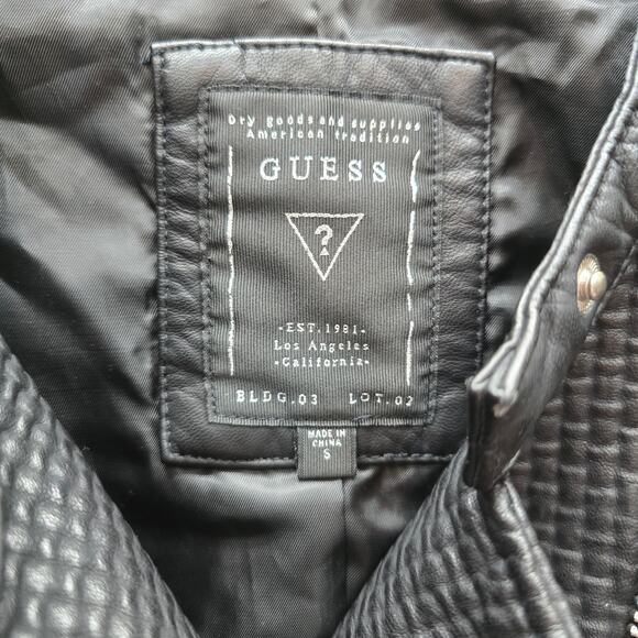 Guess Jazmine Saint Moto Vegan Leather Jacket Biker Classic Black Size Small - Picture 6 of 10